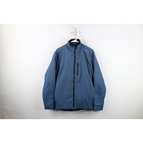 Vintage Hi Tec Mens Medium Spell Out Reflective Full Zip Puffer Jacket Blue - Picture 1 of 16
